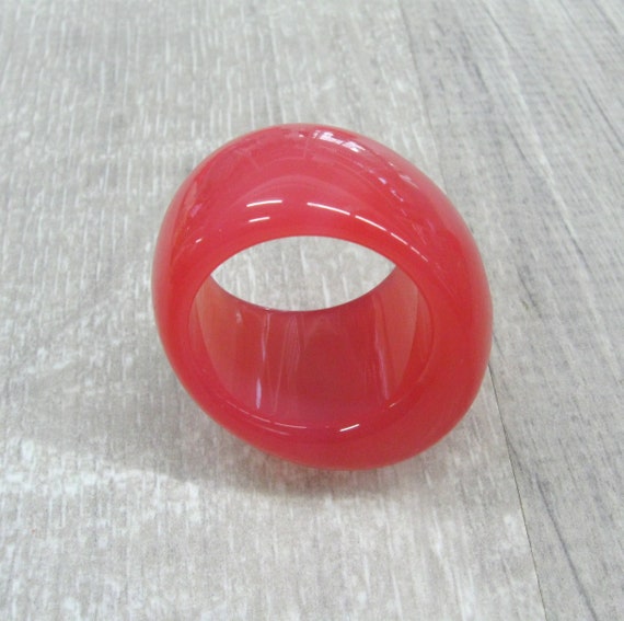 Hot Pink carved stone Big rings dyed agate ring s… - image 10