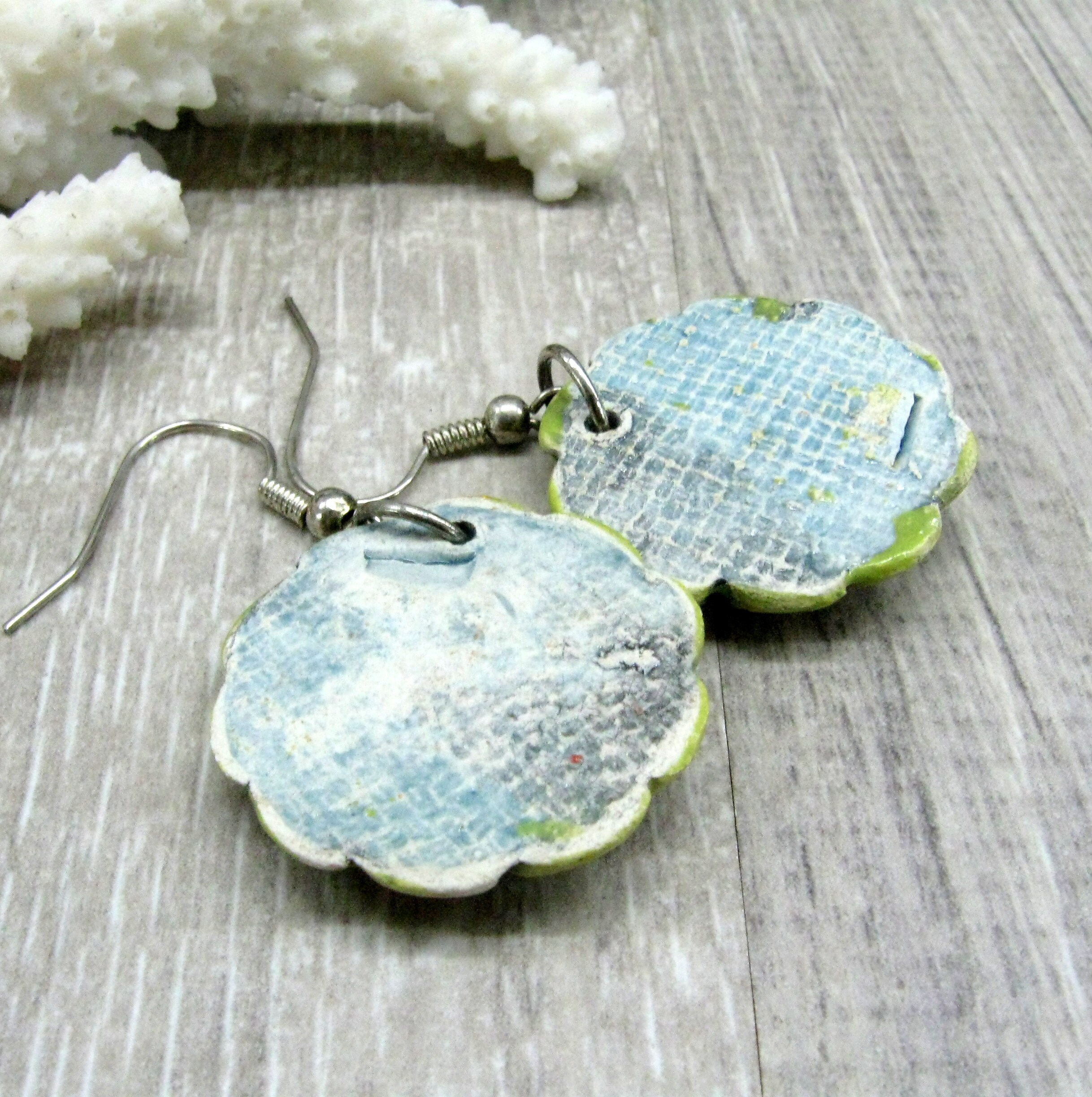 Ceramic hand sculpted Ruffle earrings hand painted clay | Etsy