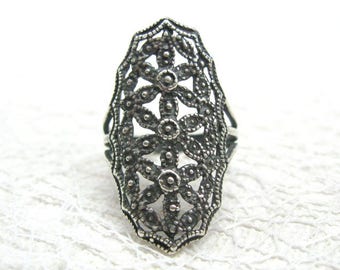 Russian Vintage rings for women girlfriends Gothic rings Victorian ring silver statement ring Russian filigree jewelry Large cocktail rings