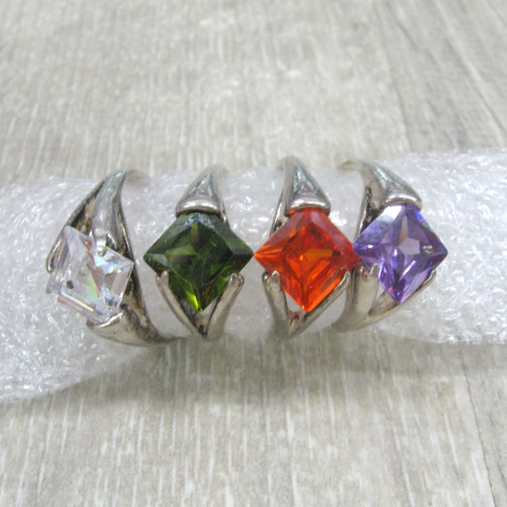 CZ cubic zirconia Crystal rings for women diagona… - image 4