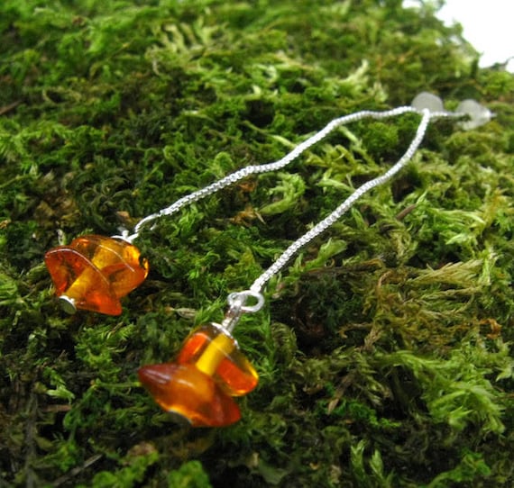 Sterling Silver Baltic Amber Candy Drop Earrings - Green Sterling Silver Baltic Amber Candy Drop Earrings - Green
