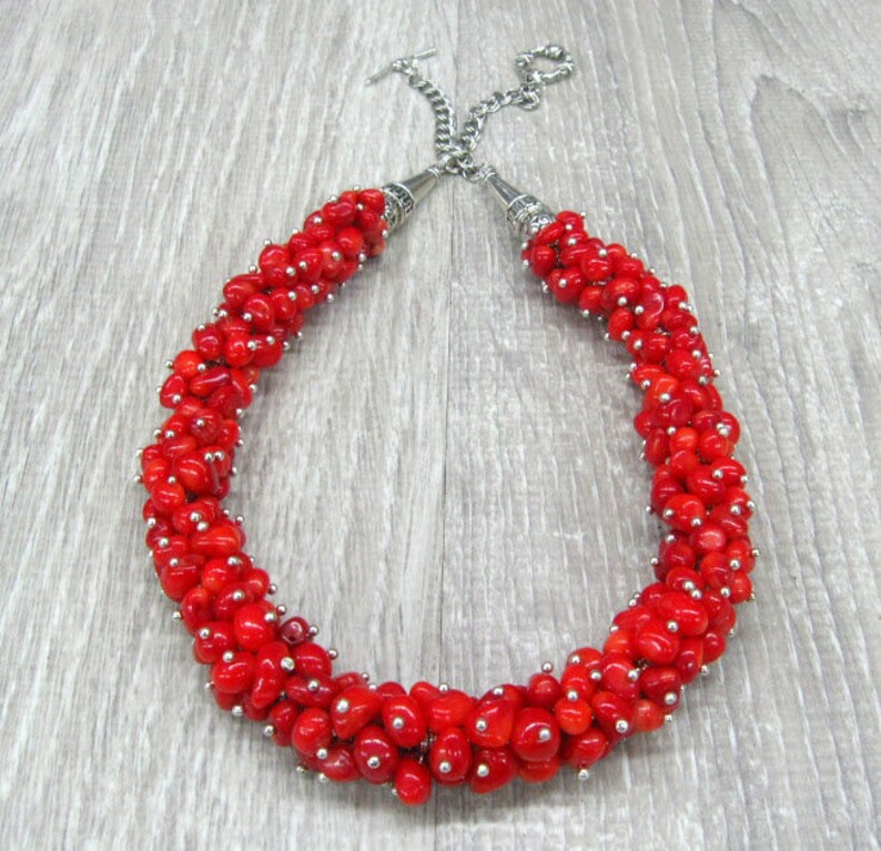 Natural Red Coral Necklace Ukrainian Beaded Necklace Ethnic Etsy