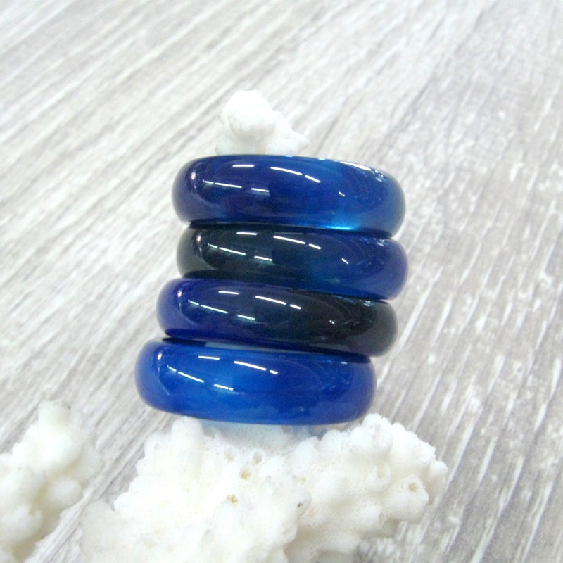 Dark Blue Agate Band Etsy