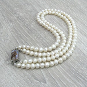 Freshwater Pearl Jewelry Double Strand Pearl Necklace Gift for Bride ...