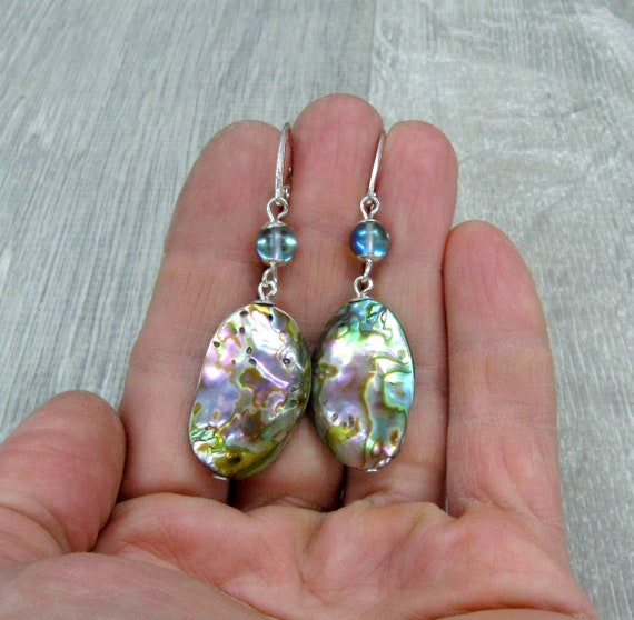 Large sale abalone earrings