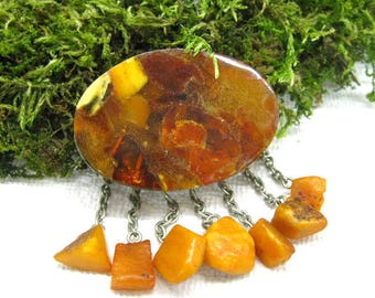 Natural Baltic Amber Antique Brooch 20 gr Old Honey Butterscotch wax amber Oval brooch pin USSR vintage 70s jewelry unique gift Bernstein