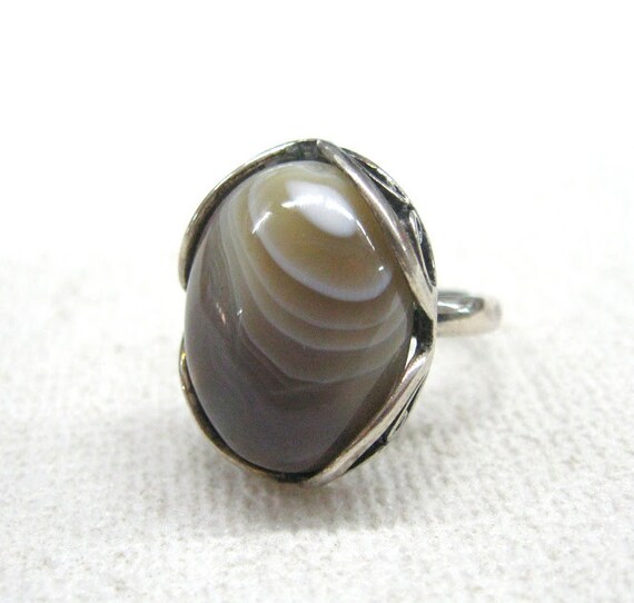 Agate gemstone Statement Ring Natural Botswana ag… - image 3