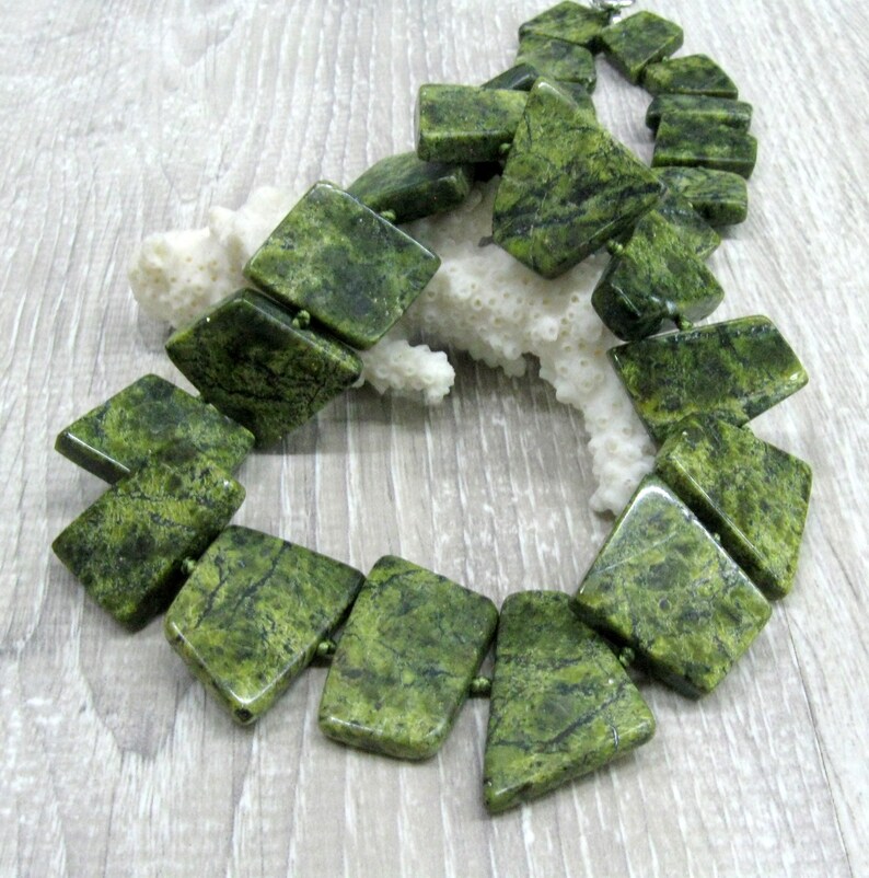 Russian Serpentine Gemstone Jewelry Chunky Stone Slab Necklace Etsy