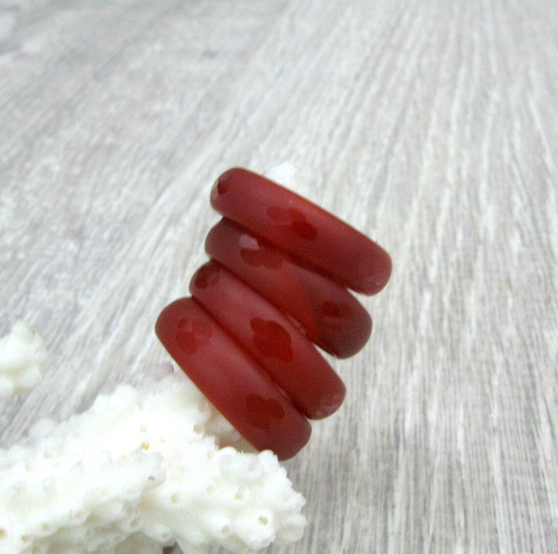 Red Agate Carnelian Solid Band Ring Crystal Quartz Gemstone Healing Jewelry #8 - Foto 3