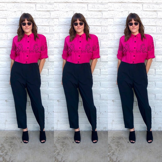 Amazing HOT PINK Vintage Collard Jumpsuit! Size Me