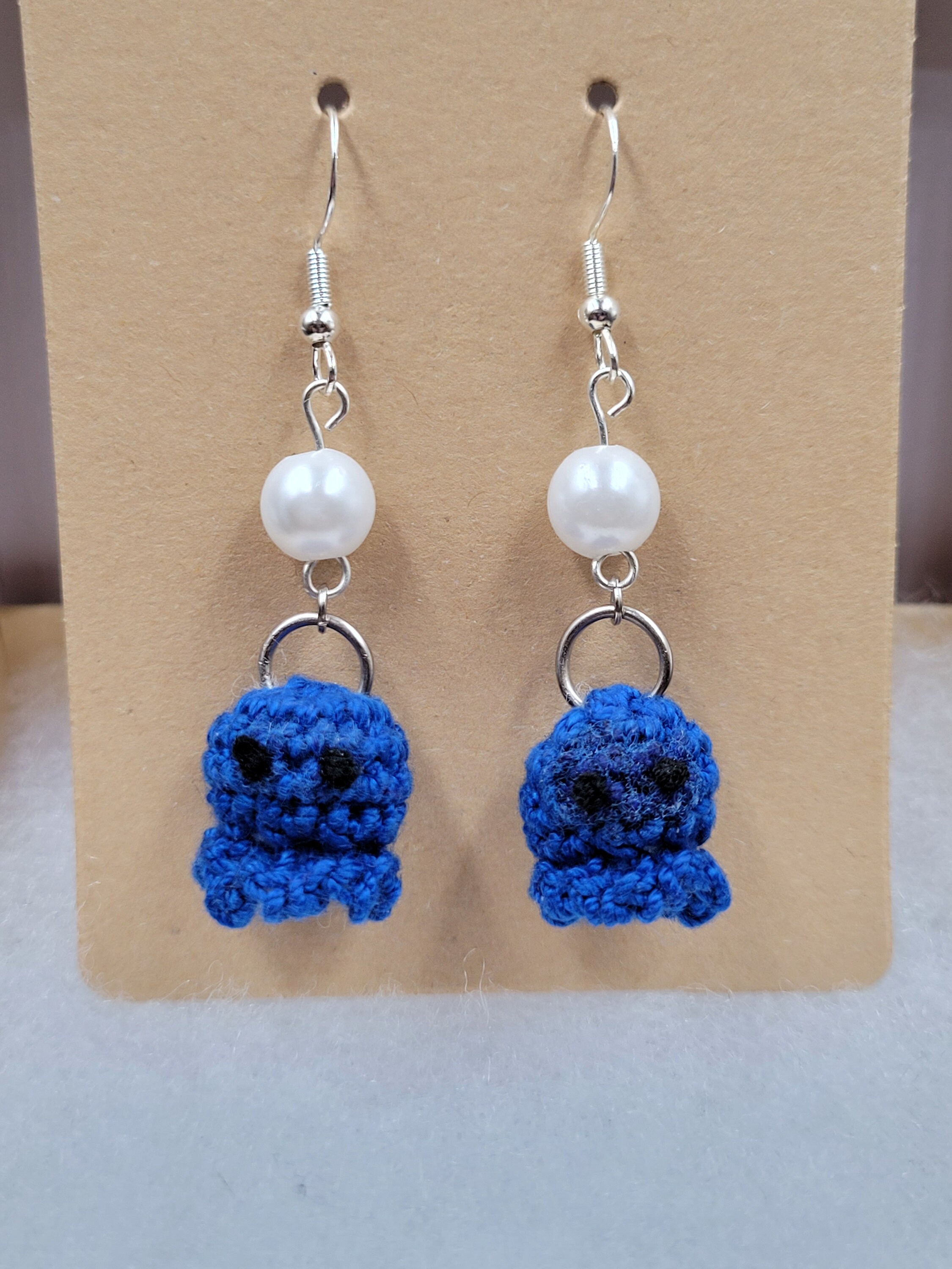 Octopus Thread Micro Amigurumi Crochet Thread Octopus .925 Silver Earrings - Etsy