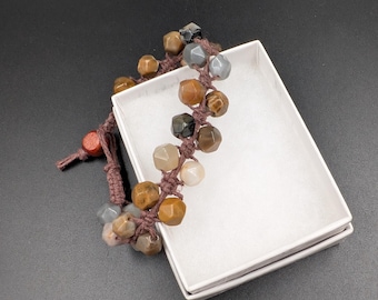 Faceted Jasper Bead Hemp Bracelet