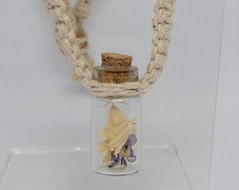 Dried Flower Vial Pendant Hemp Necklace