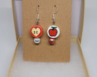 Asymmetrical Apple Earrings
