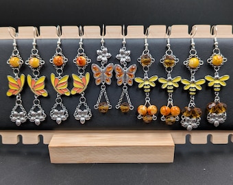 Honey Bee Butterfly Upcycled, Repurposed, Spring Jewelry .925 Silver Earrings