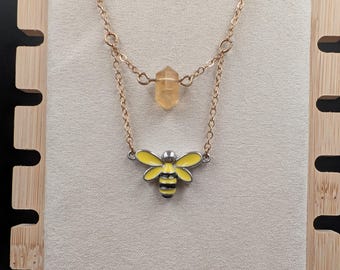 Citrine Honey Bee Necklace repurposed