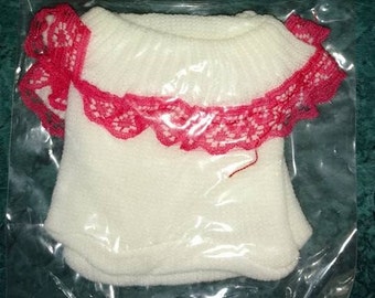 BABY DOLL  socks lacey RED  1 pr   unused old store stock