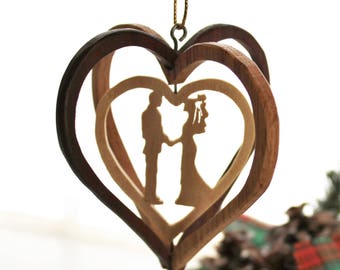 Our First Christmas Ornament - Wood Ornament - 1st Christmas Ornament - Mr and Mrs Ornament - Christmas Wedding - Wooden Ornments