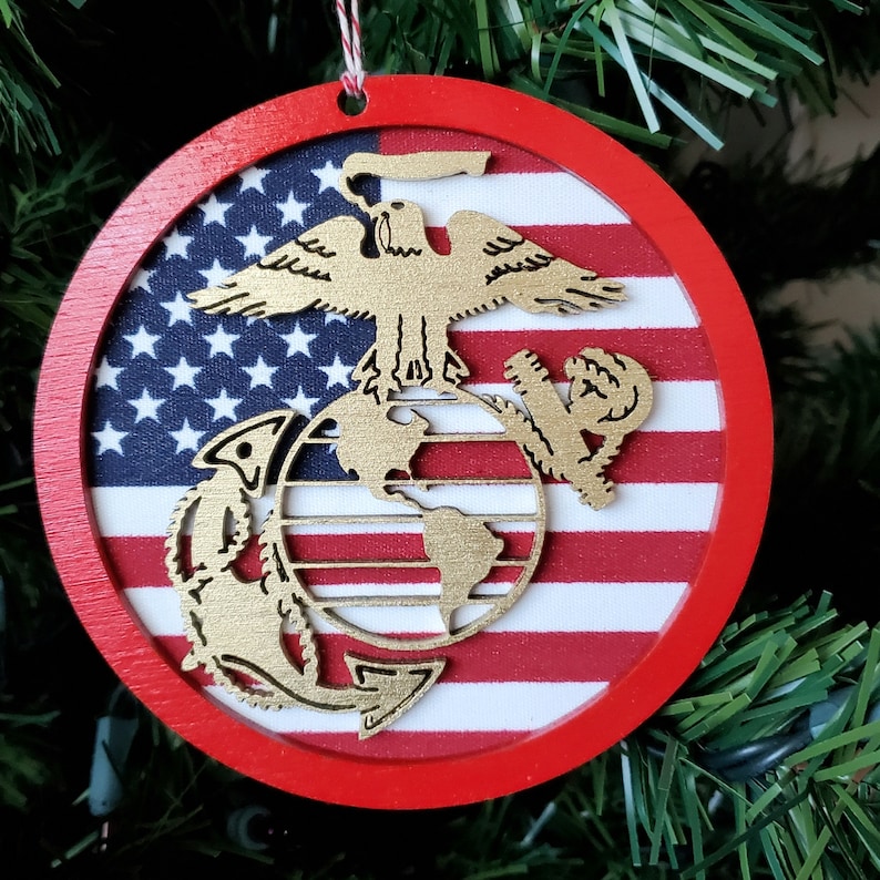 Marine Corps Christmas Ornament Handmade Wood Ornament USMC Etsy