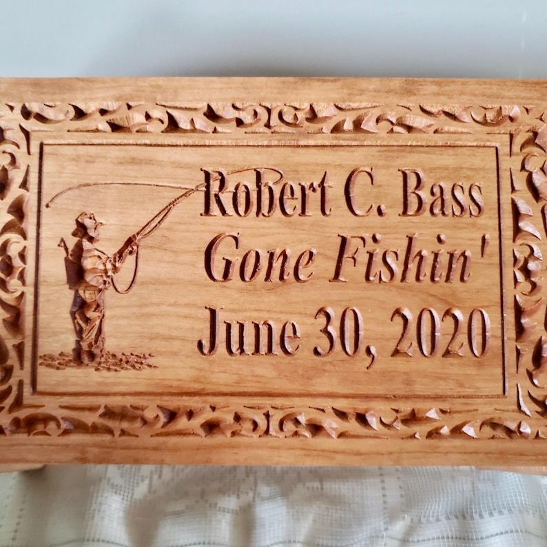 Gone Fishing Urn for Ashes Fisherman Cremation Wooden Urn Etsy