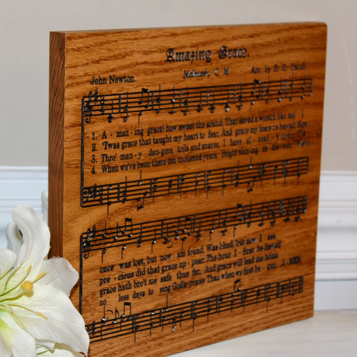 Amazing Grace Sheet Music Wall Art Engraved Wood Sign Hymn Etsy