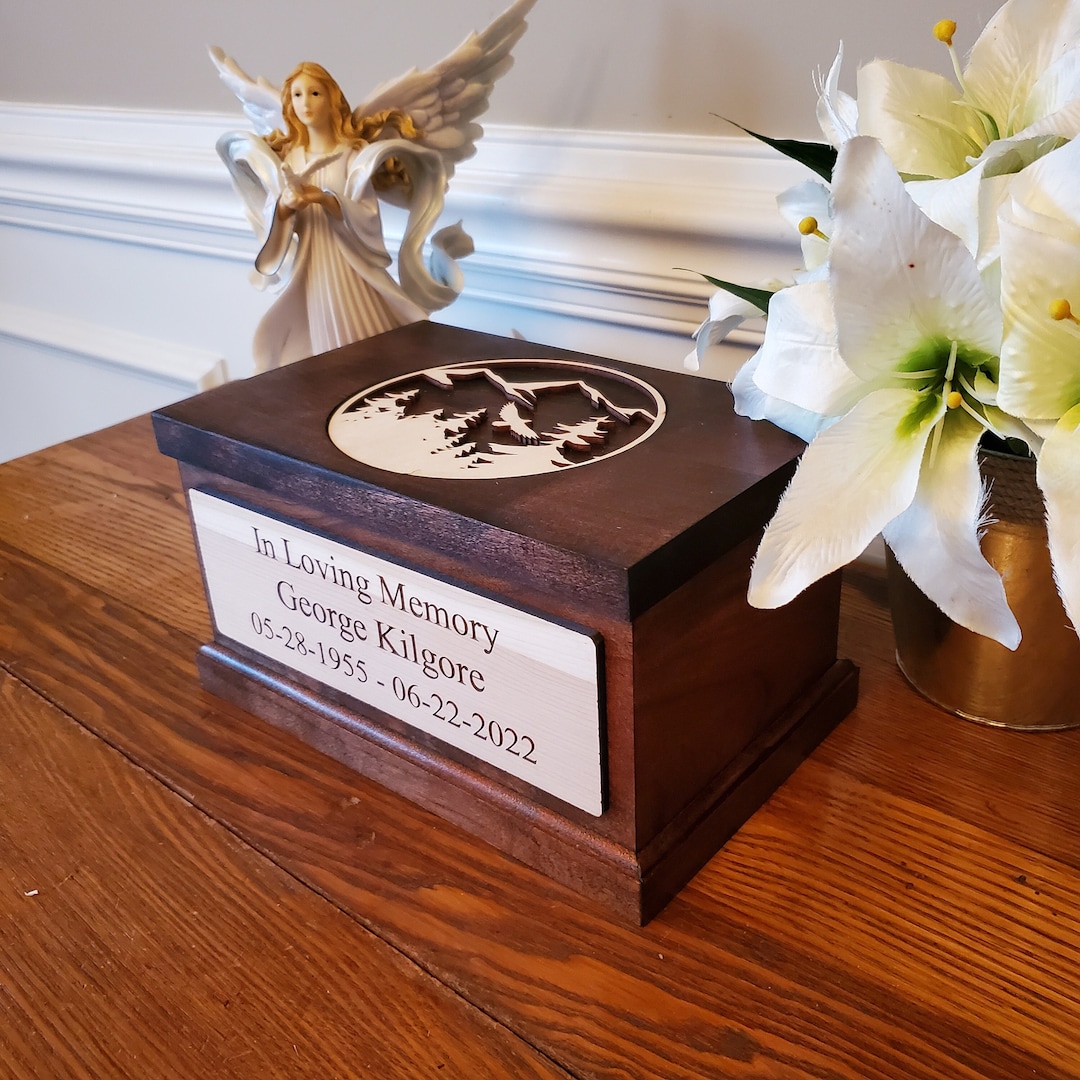 Soaring Eagle Wood Cremation Urn Box Outdoor Lover Urn for Etsy