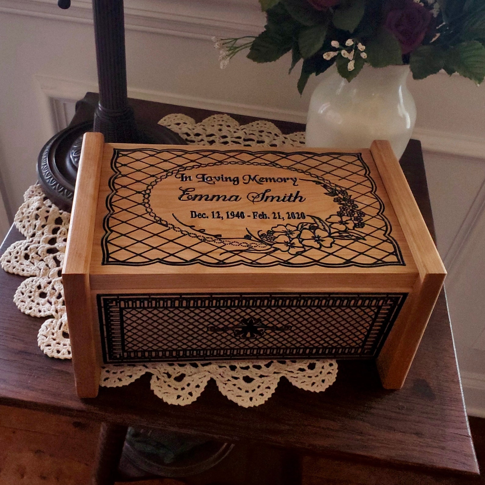 Personalized Wooden Urn For Human Ashes Wooden Memorial Box Etsy