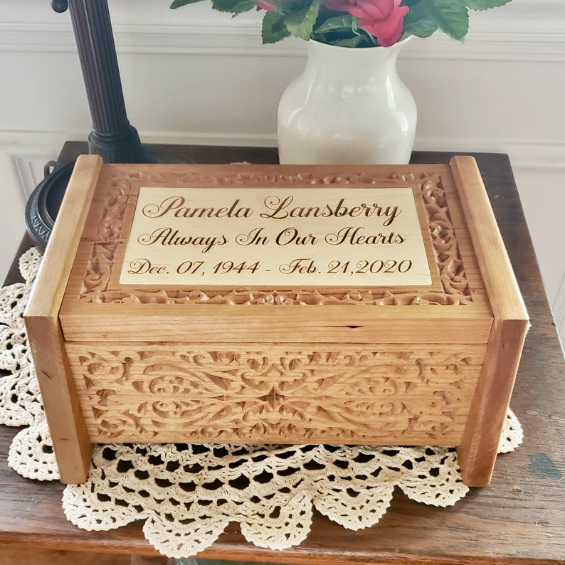 Elegant Personalized Wood Urn Box for Cremation Beautiful Etsy