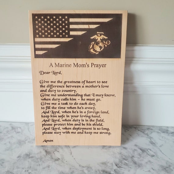 A Marine Mom s Prayer Wood Plaque Gift for Mother of a Marine