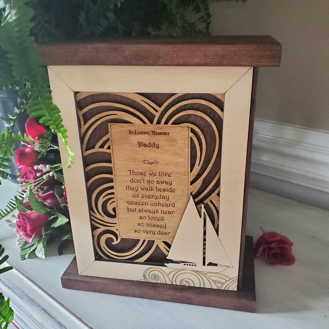 Sailboat Cremation Urn For Human Ashes Custom Engraved Laser Etsy