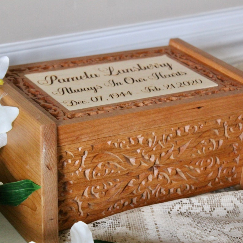 Elegant Personalized Wood Urn Box for Cremation Beautiful Etsy