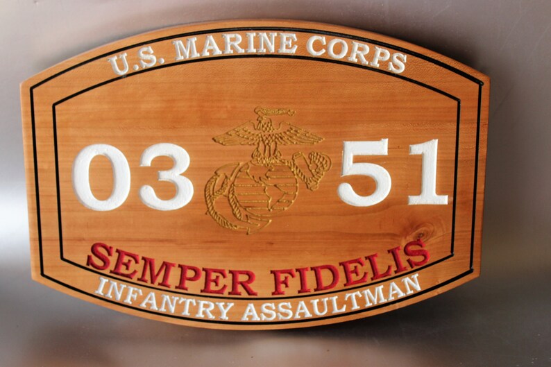 USMC Gift Marine Corps MOS Plaque Made Of Solid Wood Etsy