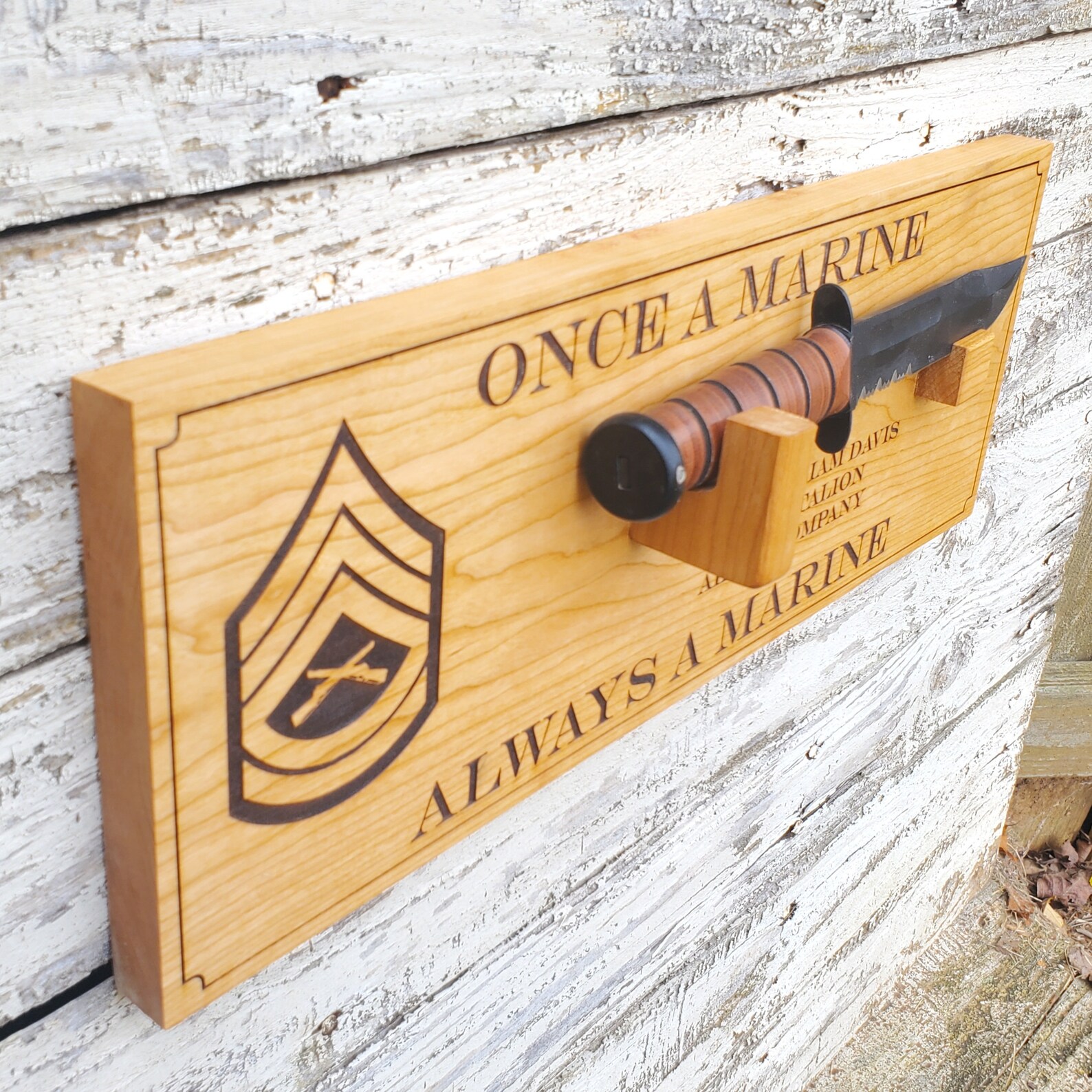 USMC Rank Insignia Personalized Ka Bar Knife Display Marine Etsy