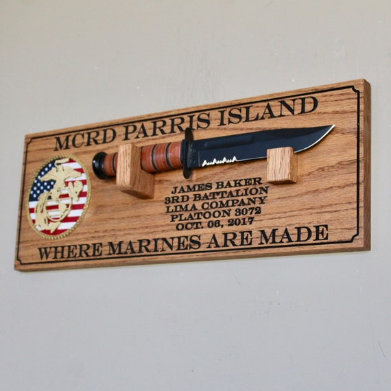 Usmc Ka Bar Knife Display Marine Corps Boot Camp Graduation Etsy