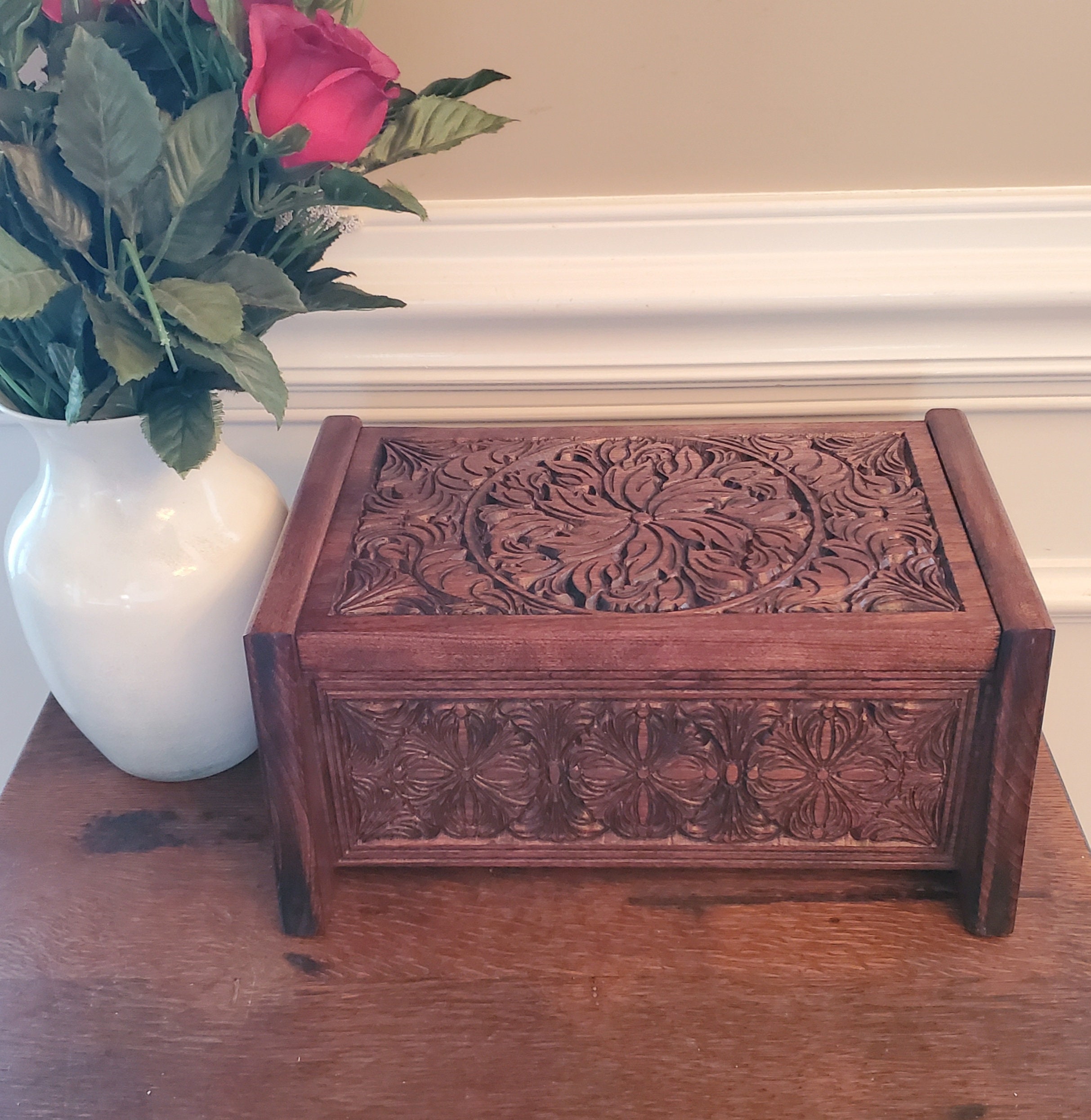 Urna De Madera Artesanal Hind Handicrafts Para Cenizas - Hecha A Mano, Ideal Para Adultos O Mascotas
