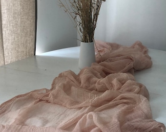 Hand dyed pink cotton table runner Naturally hand-dyed Food photography props Eco beach botanical table decor Photo props food