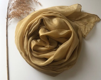 Summer neck hair scarf Silk bandana scarf Plant dyed Botanical accessory Hand dyed silk fabric Hair ponytail scarf tie