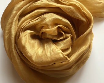 Ochre eco silk scarf Naturally dyed pure silk scarf Botanical wrap Plant dyed silk Summer organic eco scarf Beach head scarf