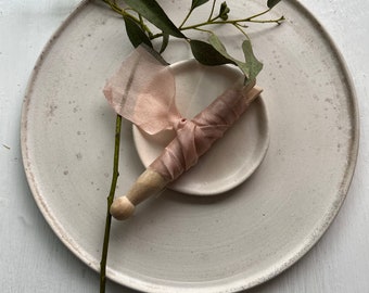 Hand dyed coral pink silk wedding ribbon