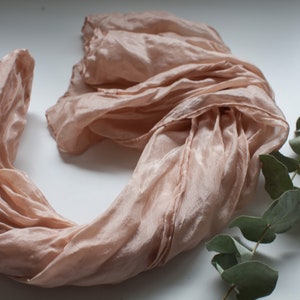 Botanical bridal silk scarf Naturally dyed scarf Plant dyed organic silk accessories Wedding scarf women Summer beach blush nature scarf image 5