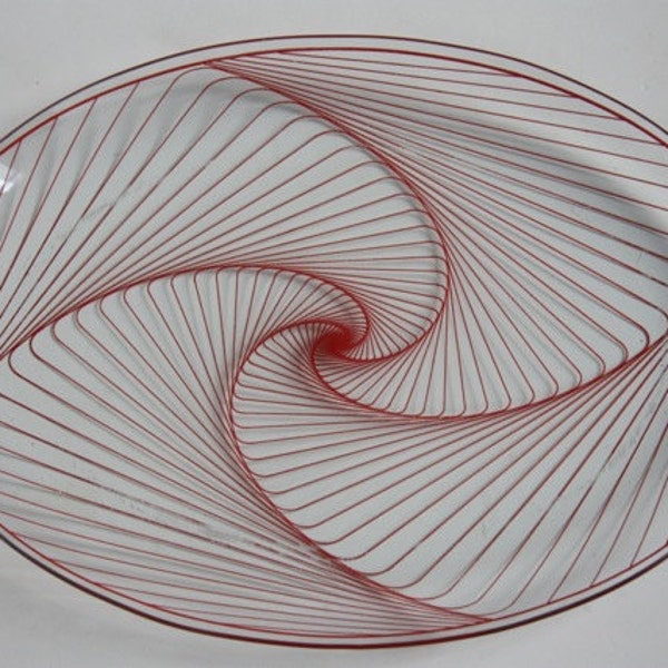 Two Trippy Pressed Glass Serving Plates