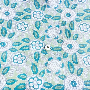 Mint Green Indian Floral  Block Print Cotton Fabric, Sewing Quilting Crafting Fabric, 44 Inch Wide, Sold by Half Yard