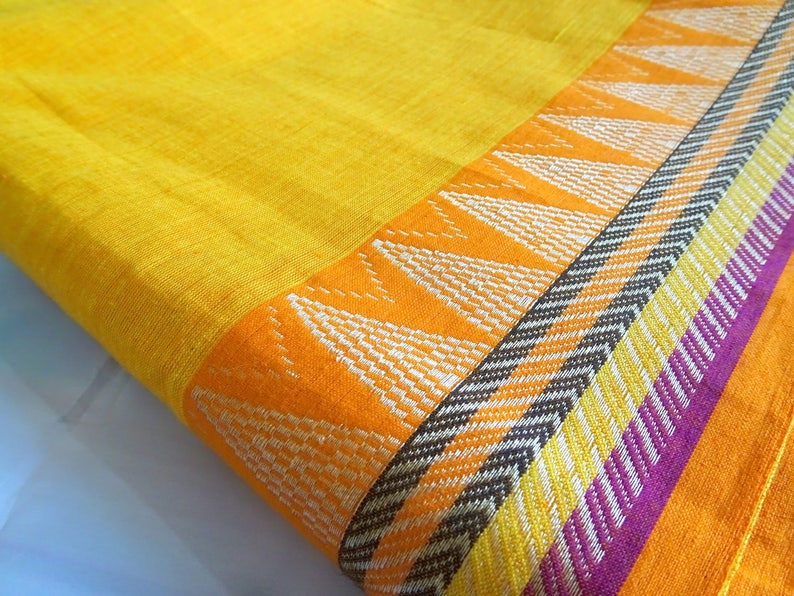 Yellow shot cotton fabric hand woven cotton fabric Indian | Etsy