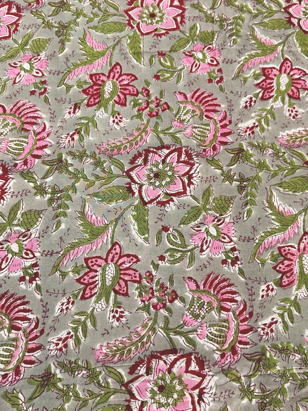 Dense Floral Hand Block Print Fabric