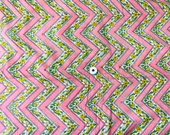 Pink Chevron Hand Block Print Indian Cotton Fabric, Floral Cotton Fabrics for  Sewing Quilting Crafting, 44 Inch Wide, Sold by Half Yard