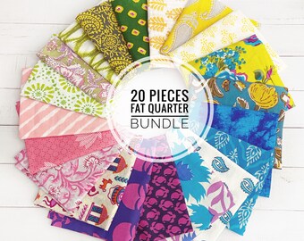 Indian Pattern Cotton Fabrics Fat Quarter Bundles, 20 pieces