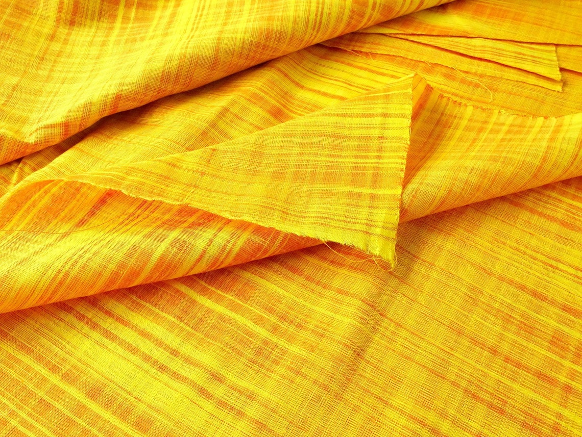 Yellow Slub Cotton Indian Handwoven Fabric Mustard Solid | Etsy