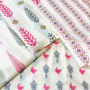 Tissu en coton indien à imprimé ethnique : coton matelassé doux et léger