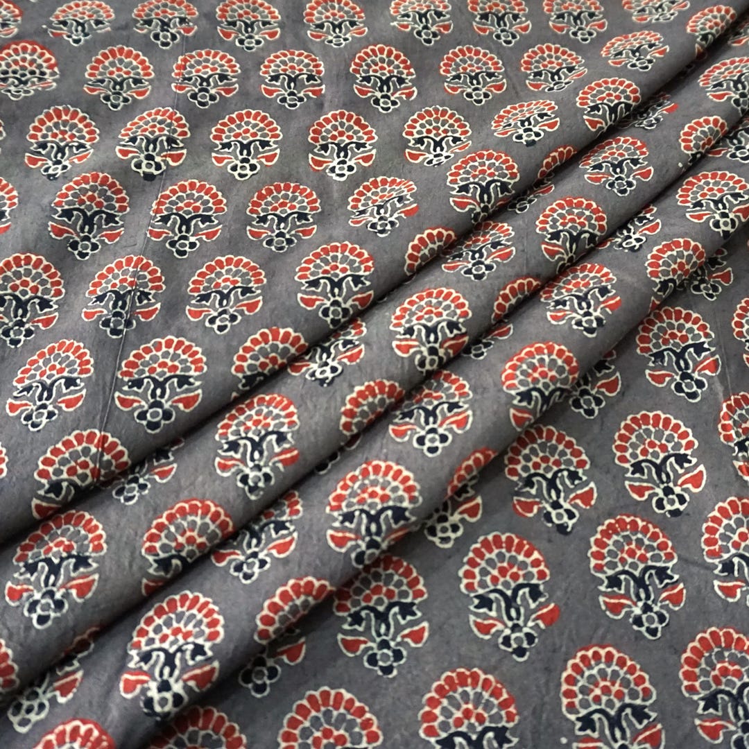 Brown - Bagh Hand Block Print Natural Dyed Cotton Fabric 09
