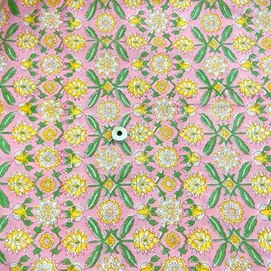 Pink Floral Print Indian Block Print Cotton Fabric, Sewing Quilting Crafting Fabric, 44 Inch Wide, Sold by Half Yard image 2